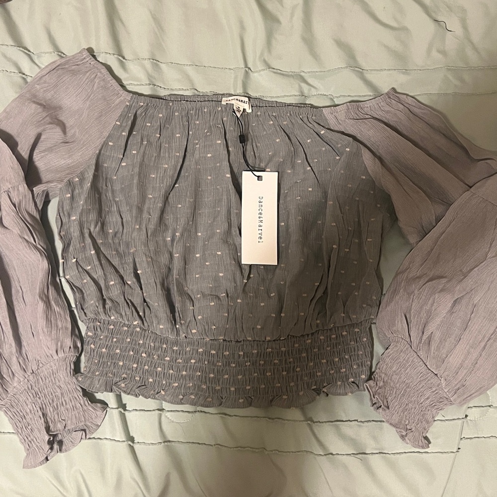 Dance & Marvel Gray Off-Shoulder Blouse